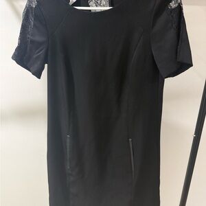 H&M Black Mini Dress with Lace Sleeves